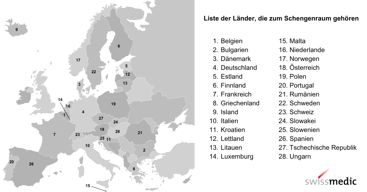 Liste der Länder, die zum Schengen-Raum gehören
