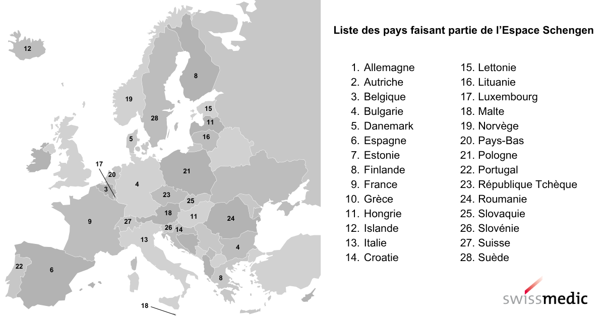 Liste des pays faisant partie de l'Espace Schengen