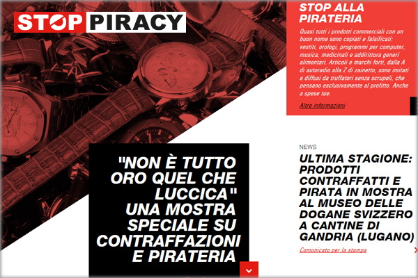 www.stop-piracy.ch – Piattaforma svizzera di lotta alla contraffazione e alla pirateria